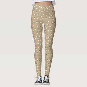 Legging Margaridas em Xadrez (pequena escala) Marrom