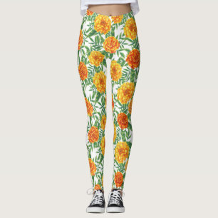 Legging Marigold Flower Pattern