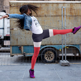 Legging Marinho Azul Com Pernas Vermelhas