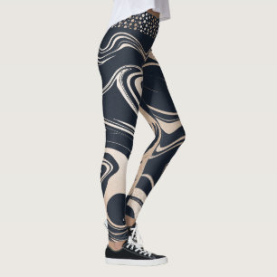 Legging Marinho azul e dourado marmorre com ponto ouro cin