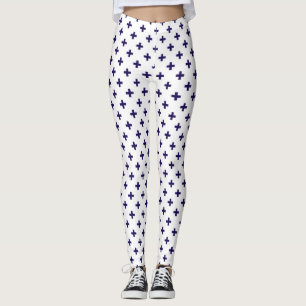 Legging Marinho azul polka cruza em branco