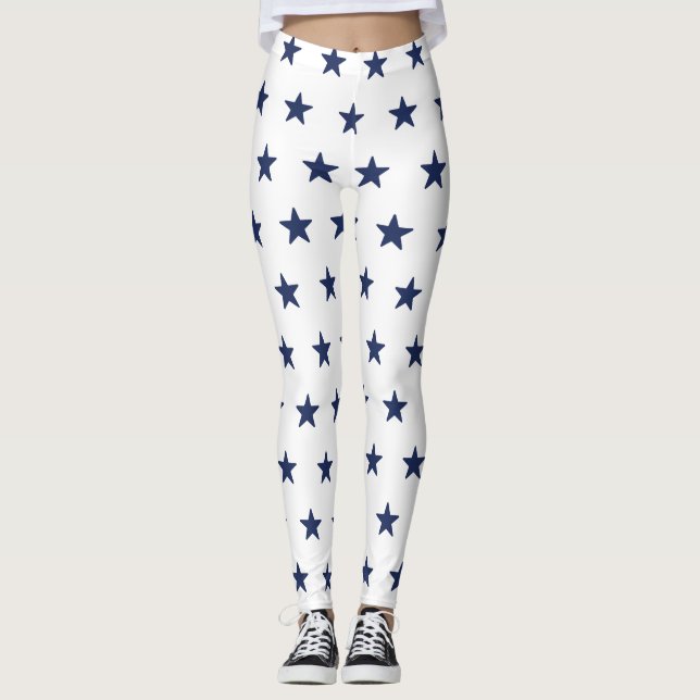 Legging Marinho Blue and White American Flag Inspirado (Frente)