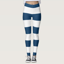 Legging Marinho Blue Stripes, White Stripes, Padrão Stripe