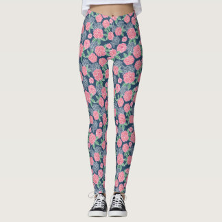 Legging Marinho branco e cor-de-rosa azul