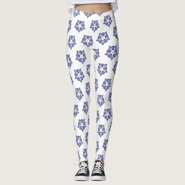 Legging Marinho branco plano de fundo branco azul (Frente)