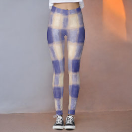 Legging Marinho de tartan de búfalo xadrez de  de aquarela