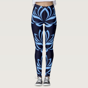 Legging Marinho e luz - caneleiras do design de Lotus azul