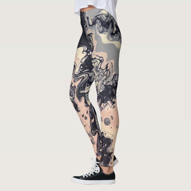 Legging Marinho, rosa, caneleiras abstratas da lavanda - (Esquerda)