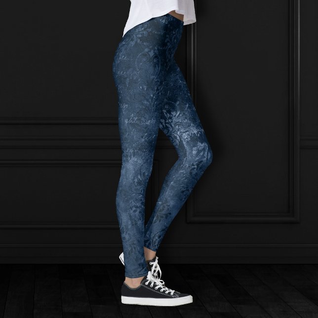 Legging Marinho Velvity Damask | Azul Escuro Barroco (Criador carregado)