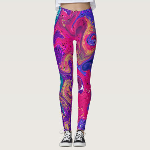 Legging Mármaco de Arte Fluida Magenta, Rosa, Roxo