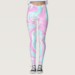Legging Mármaco de cor rosa e azul-lacre