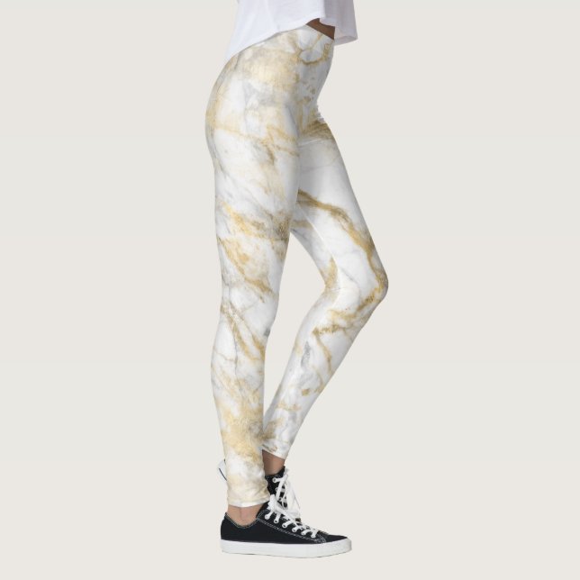 Legging Mármore Dourado de Cinzas Brancas Elegante (Direita)