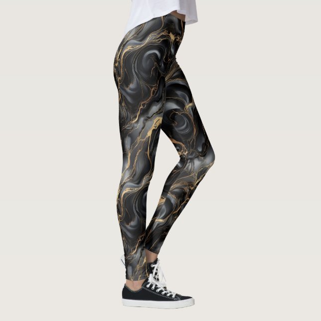 Legging Mármore Dourado Luxo Padrão Abstrato (Direita)