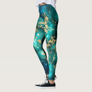 Legging Mármore Espacial Preto Estrela Dourada Noite Estre