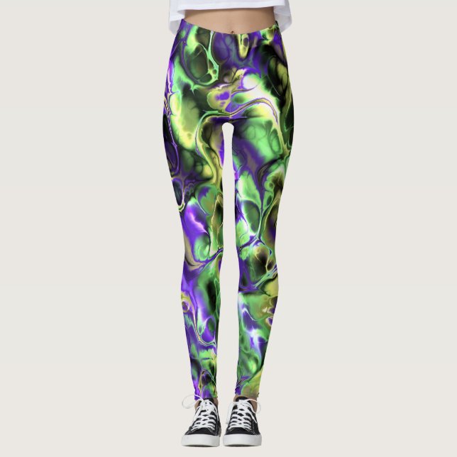 Legging Mármore Fractal Boho Hippie Colorido Chamativo (Frente)