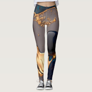 Legging Mármore Líquido Dourado Meia-Noite