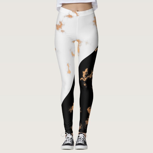 Legging Mármore Negro e Branco (Frente)
