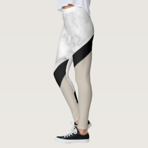 Legging Mármore preto e branco com linha preta e bronzeado