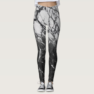 Legging Mármore Preto e Branco Moderno Glamour Tendência