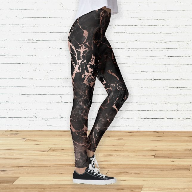 Legging Mármore Preto Elegante Dourado Rosa (Criador carregado)