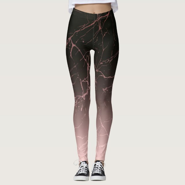 Legging Mármore Rosa preto (Frente)