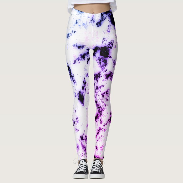 Legging Mármore Rosa Roxo Azul Preto Branco Tinta Salpico (Frente)