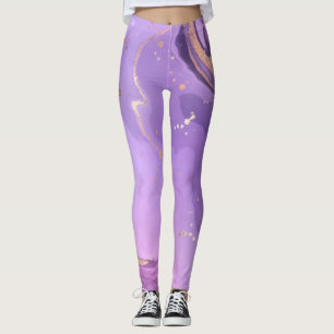 Legging Mármore Roxo Brilho Dourado Menina Brilho Verão