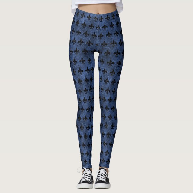 LEGGING MÁRMORE ROYAL1 PRETO & PEDRA AZUL (Frente)