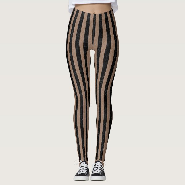 LEGGING MÁRMORE STRIPES1 PRETO & LÁPIS DE COR CASTANHA (Frente)