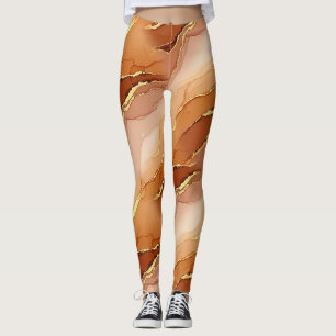 Legging Mármore Veia Dourada Terracota - Luxo Quente (6)  