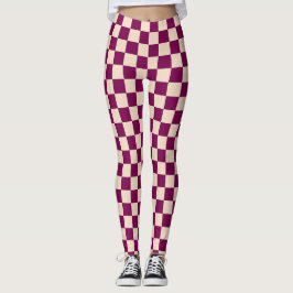 Legging Maroon and beige checkerboard pattern