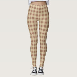 Legging Marrom Bege Búfalo Xadrez Quadriculado Na Moda
