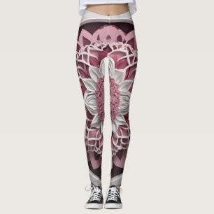 Legging Marrom da Harmonia do Flor e Perna Floral Rosa
