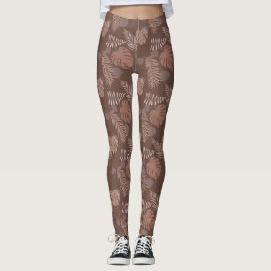 Legging Marrom do Café da Monstera da Selva Mocha Mousse