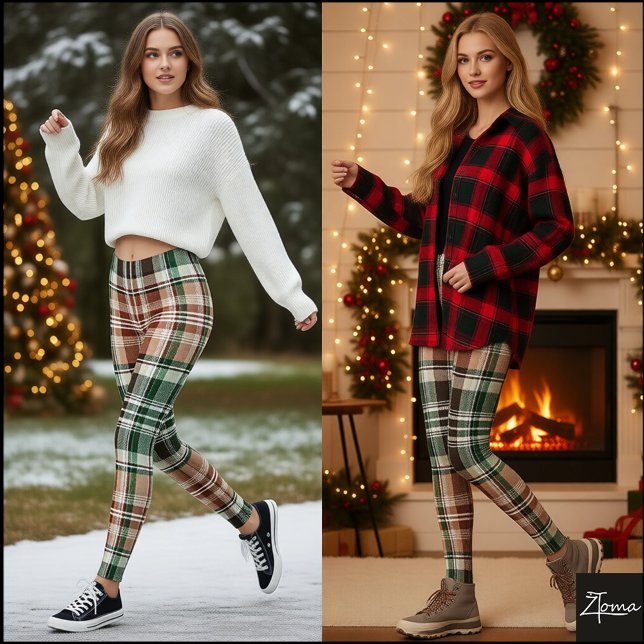 Legging Marrom Terroso Verde Caqui Flanela Xadrez (Criador carregado)