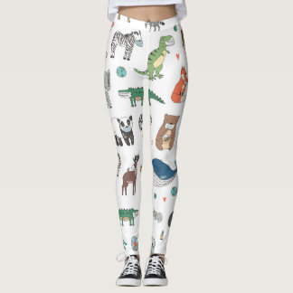 Legging Máscara animal das crianças, padrão de vírus.