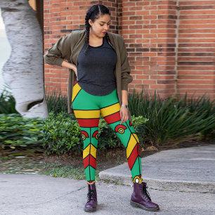 Legging máscara aztec tiki colorida