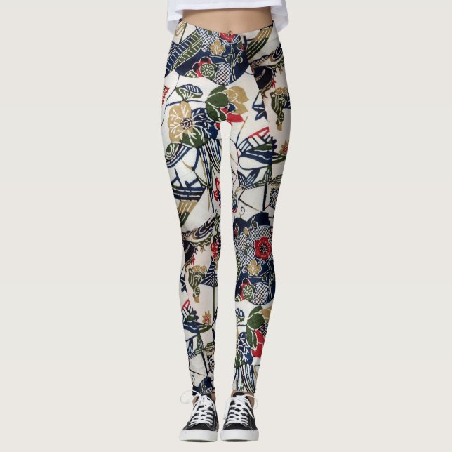 Legging Matéria têxtil japonesa do quimono do vintage (Frente)
