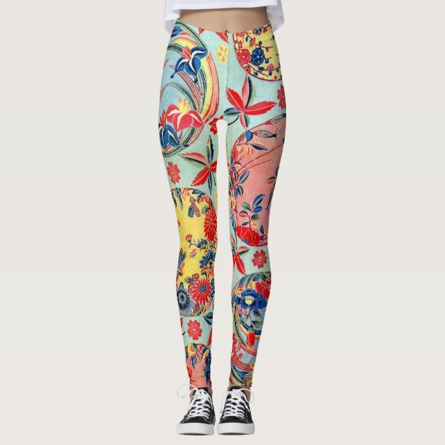 Legging Matéria têxtil japonesa do quimono do vintage (Frente)