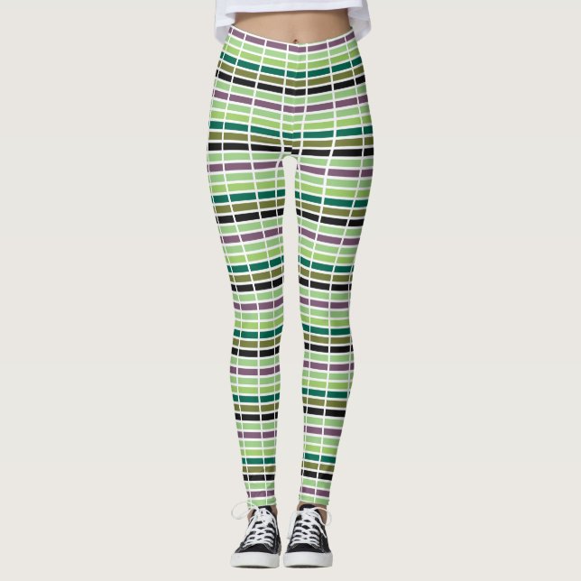 Legging Matizes Pretos Roxos Verdes (Frente)