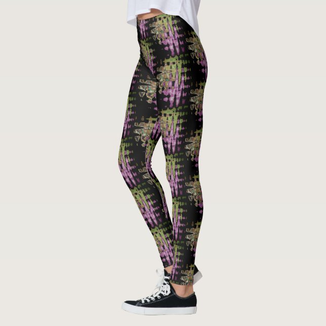 Legging Matizes roxos pretos e verdes padronizados (Esquerda)