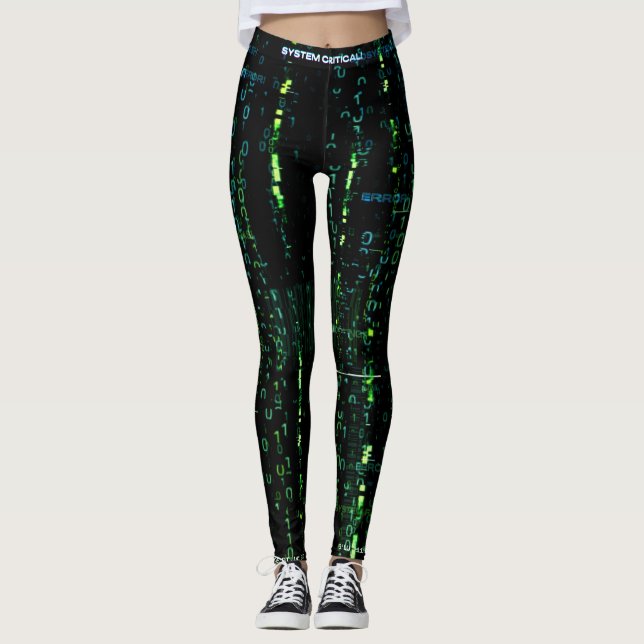 Legging Matriz de códigos Cyberpunk com erros do sistema (Frente)