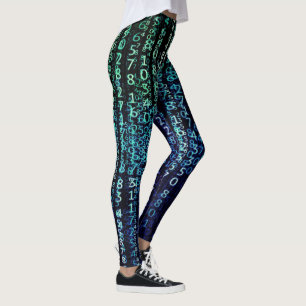 Legging Matriz de Tecnologia Código Binário Aqua Preto
