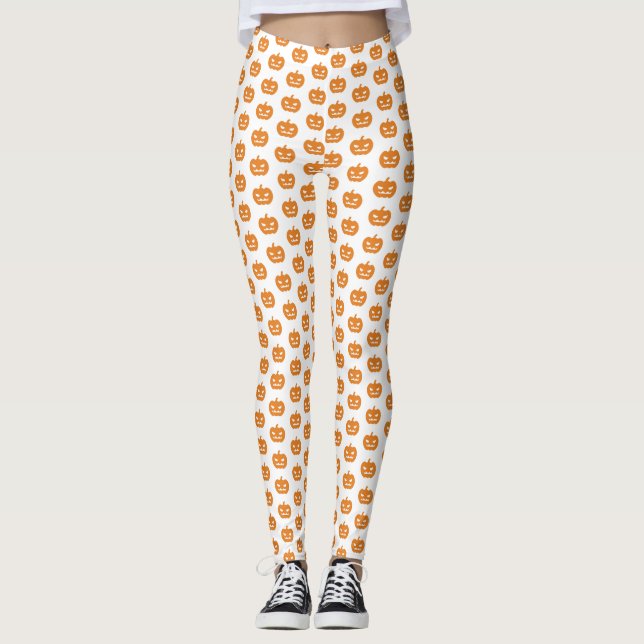 Legging Mau de Laranja Jack O'Lantern Padrão Halloween (Frente)