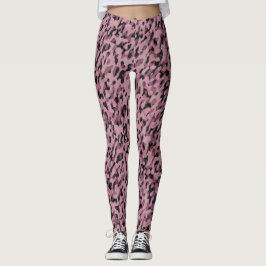Legging Mauve pink and Charcoal Camo abstract