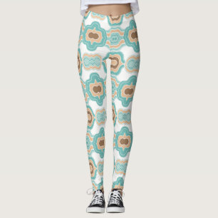 Legging medalhão azul/tan/marrom colorido