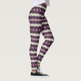 Legging Medalhão de Caleidoscópio Purple e Beige Mandala