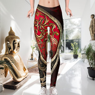 Legging Meditação Yin e Yang espiritual Vermelho e Yoga