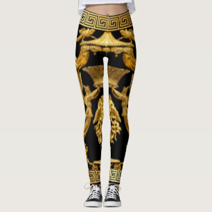 Legging Medusa Dourada, Serafins e Baldaquino em Preto