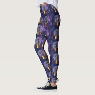 Legging Meerkat Blue Nebula Moon Night,